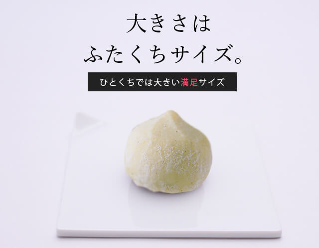 大きさはふたくちサイズ。ひとくちでは大きい満足サイズ